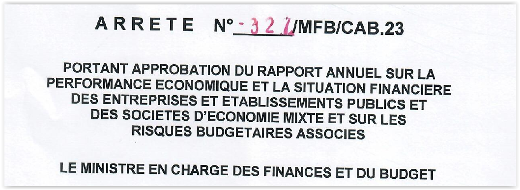 Arrêté n° 327_Approbation du rapport annuel de performance des EP, 2021